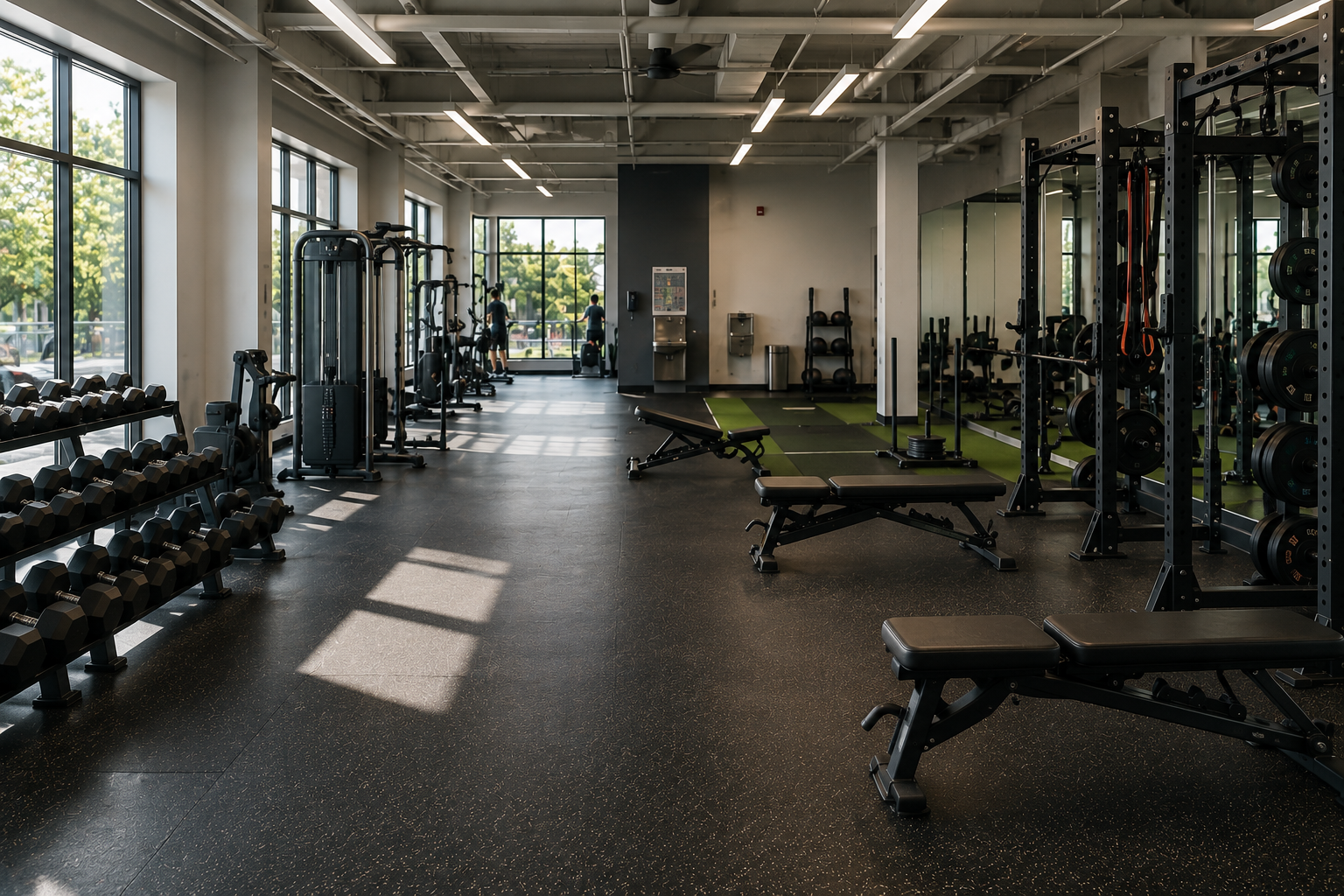 A well-equipped workplace fitness facility sitting largely unused